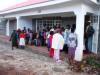People lined up for shoes or Bibles